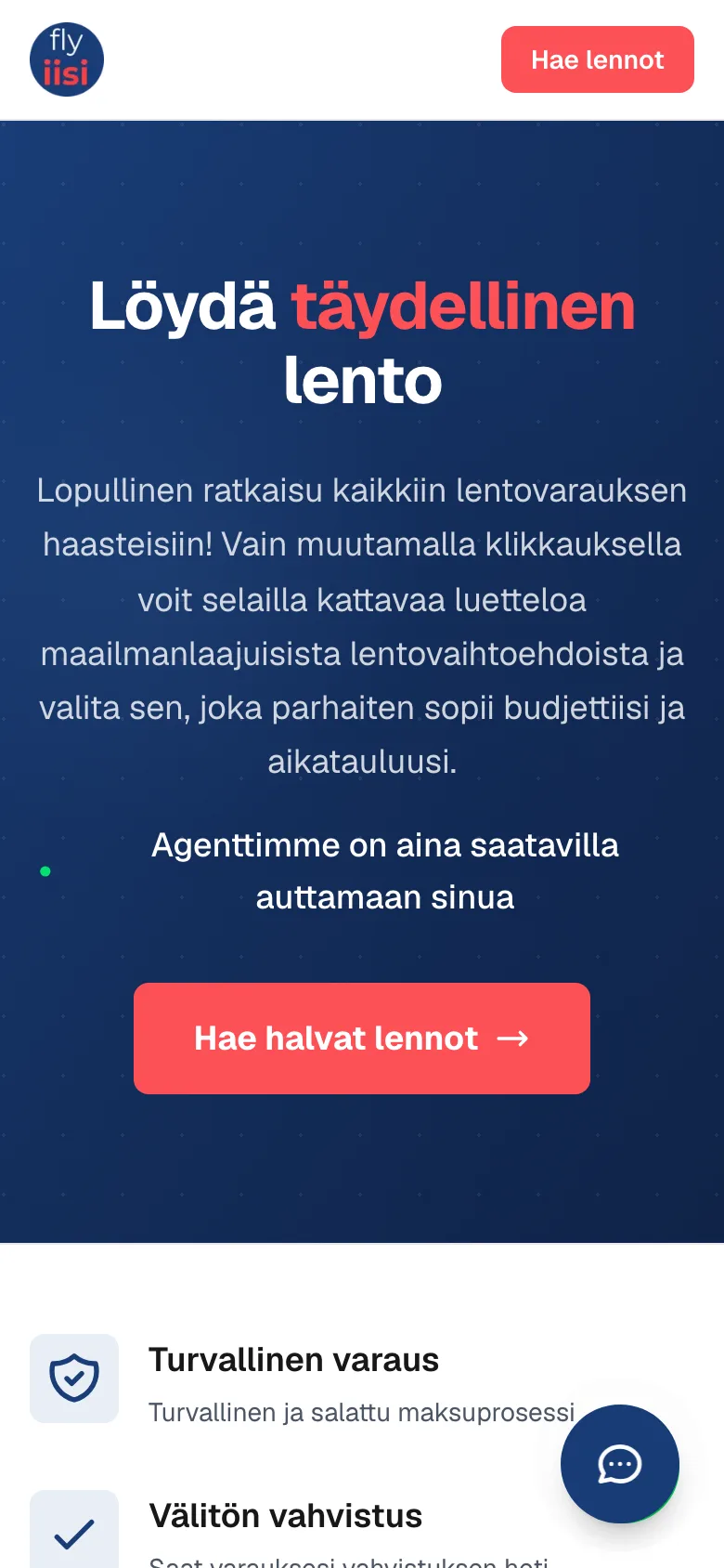 Flyiisin lentohaku puhelimessa
